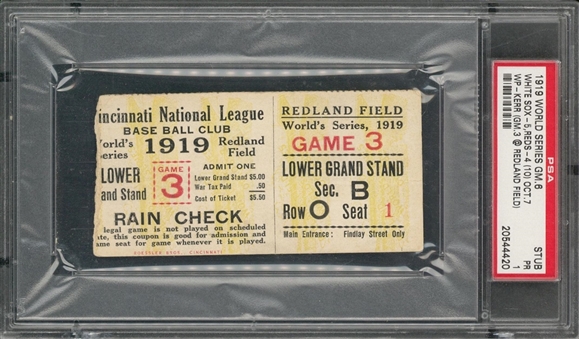 1919 World Series Ticket Stub Encapsulated - White Sox vs. Cincinnati Reds Game 6 (PSA PR 1 )